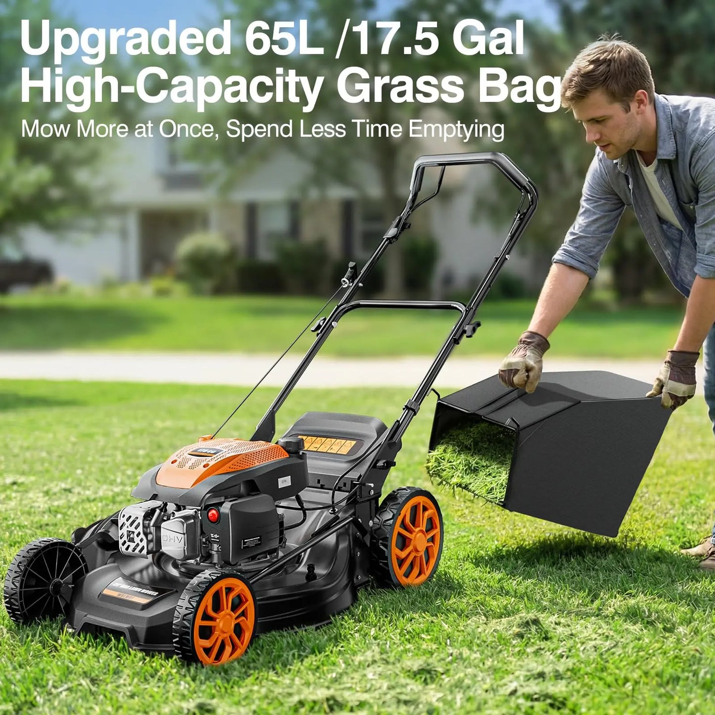 Efurden 21-inch self-propelled gasoline lawnmower, 170cc, 4-in-1 function