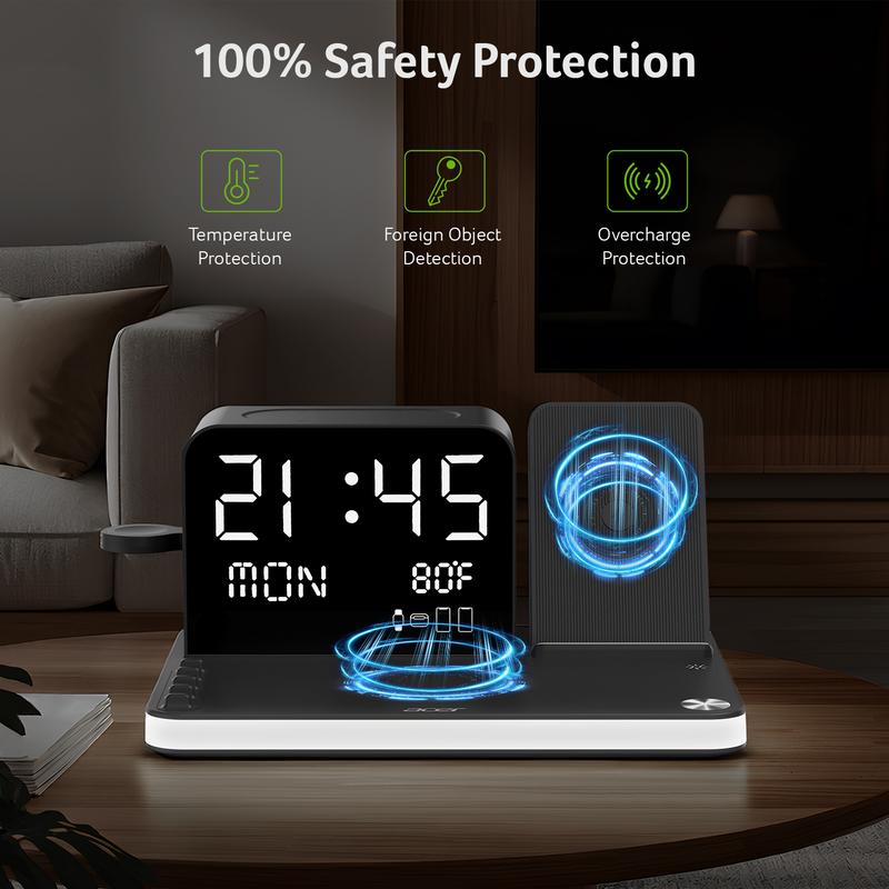 Acer 7-in-1 Wireless Charging Station, compatible with iPhone, Android phones, Apple Watch, and AirPods.