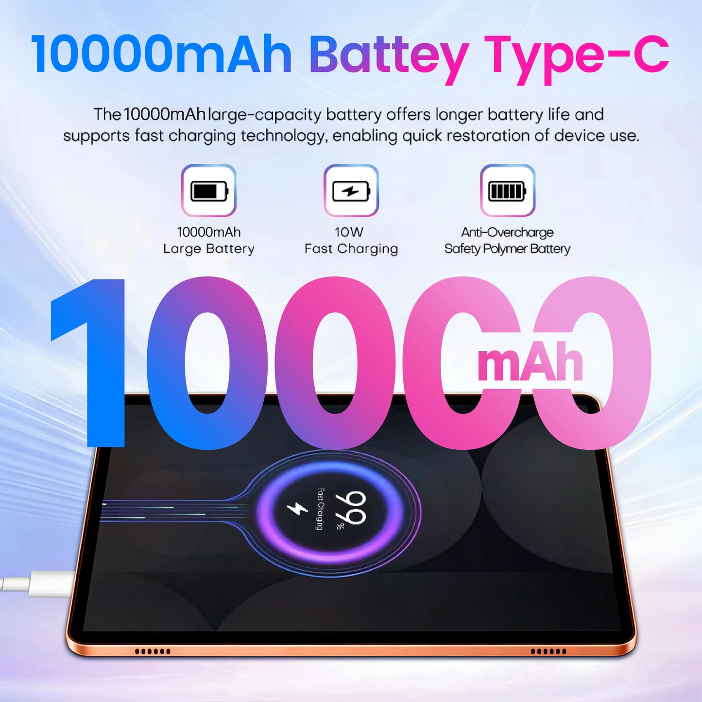W&O 2026 Android 15 Tablet, 11-inch screen, 12GB RAM + 256GB expandable storage