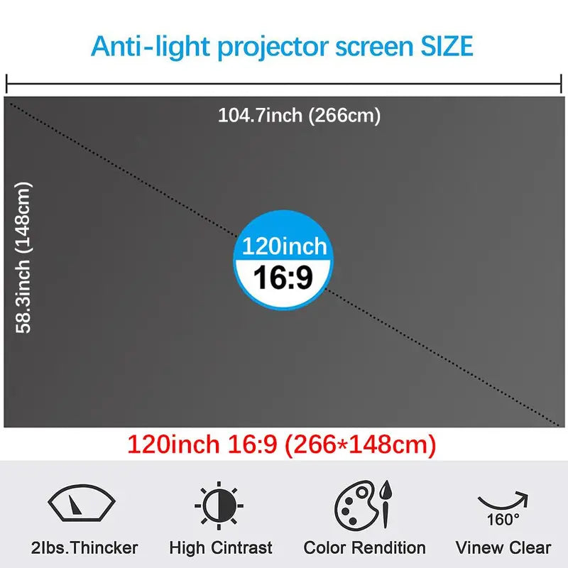 100-inch 4K Ultra HD Anti-glare Foldable Portable Projection Screen