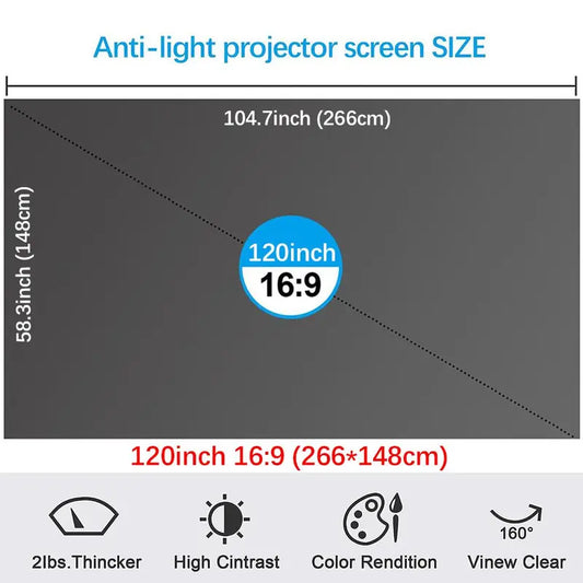 100-inch 4K Ultra HD Anti-glare Foldable Portable Projection Screen