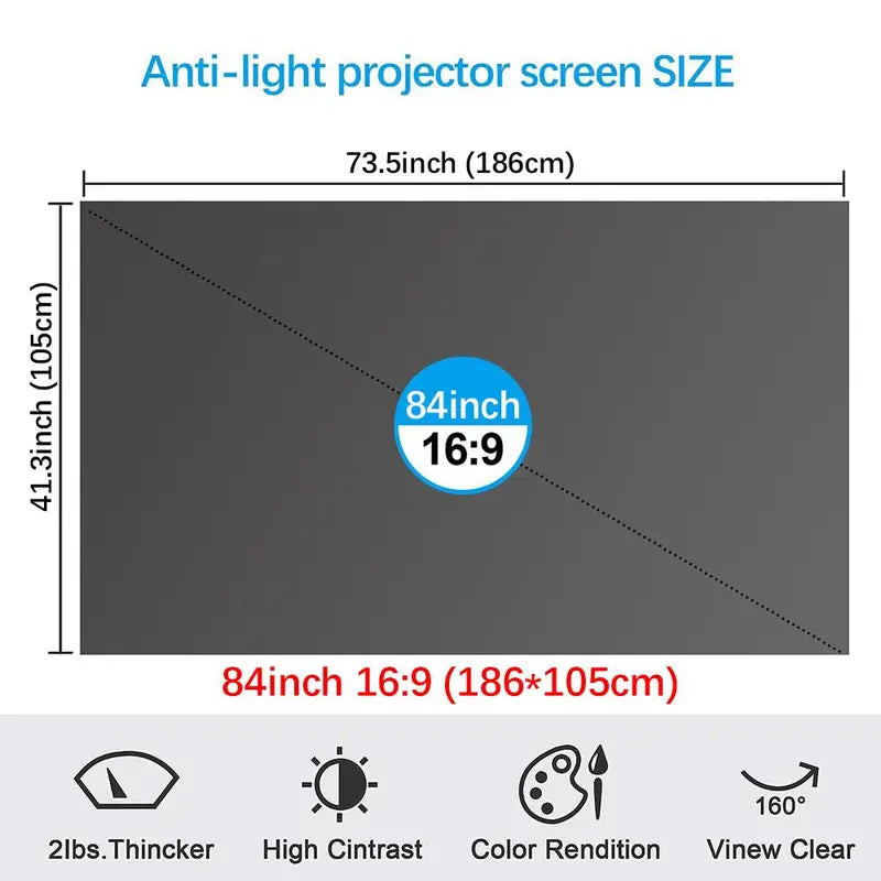 100-inch 4K Ultra HD Anti-glare Foldable Portable Projection Screen
