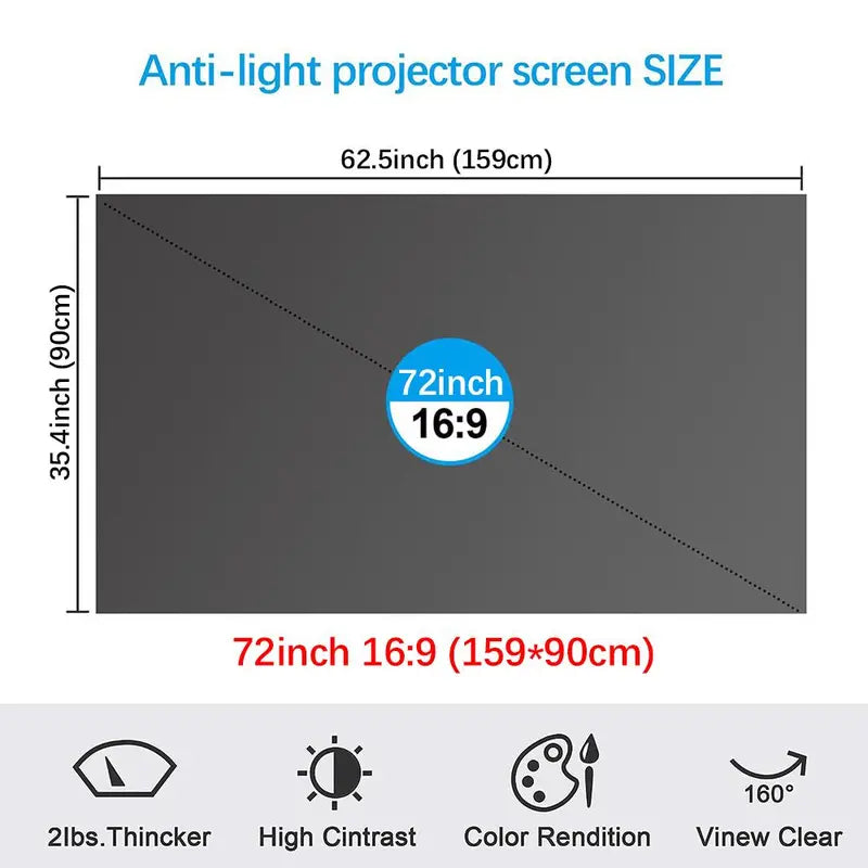 100-inch 4K Ultra HD Anti-glare Foldable Portable Projection Screen