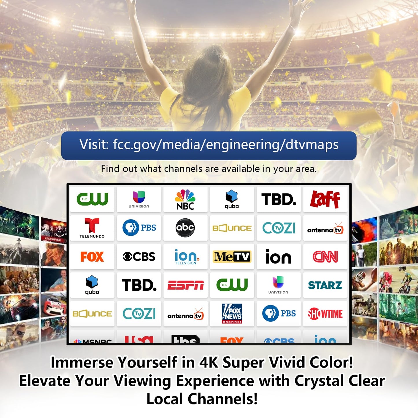 Indoor digital TV antenna for smart TVs