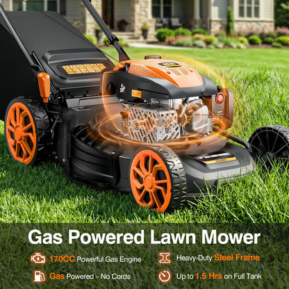 Efurden 21-inch self-propelled gasoline lawnmower, 170cc, 4-in-1 function