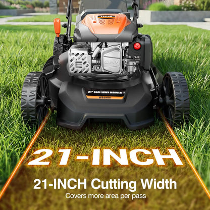 Efurden 21-inch self-propelled gasoline lawnmower, 170cc, 4-in-1 function