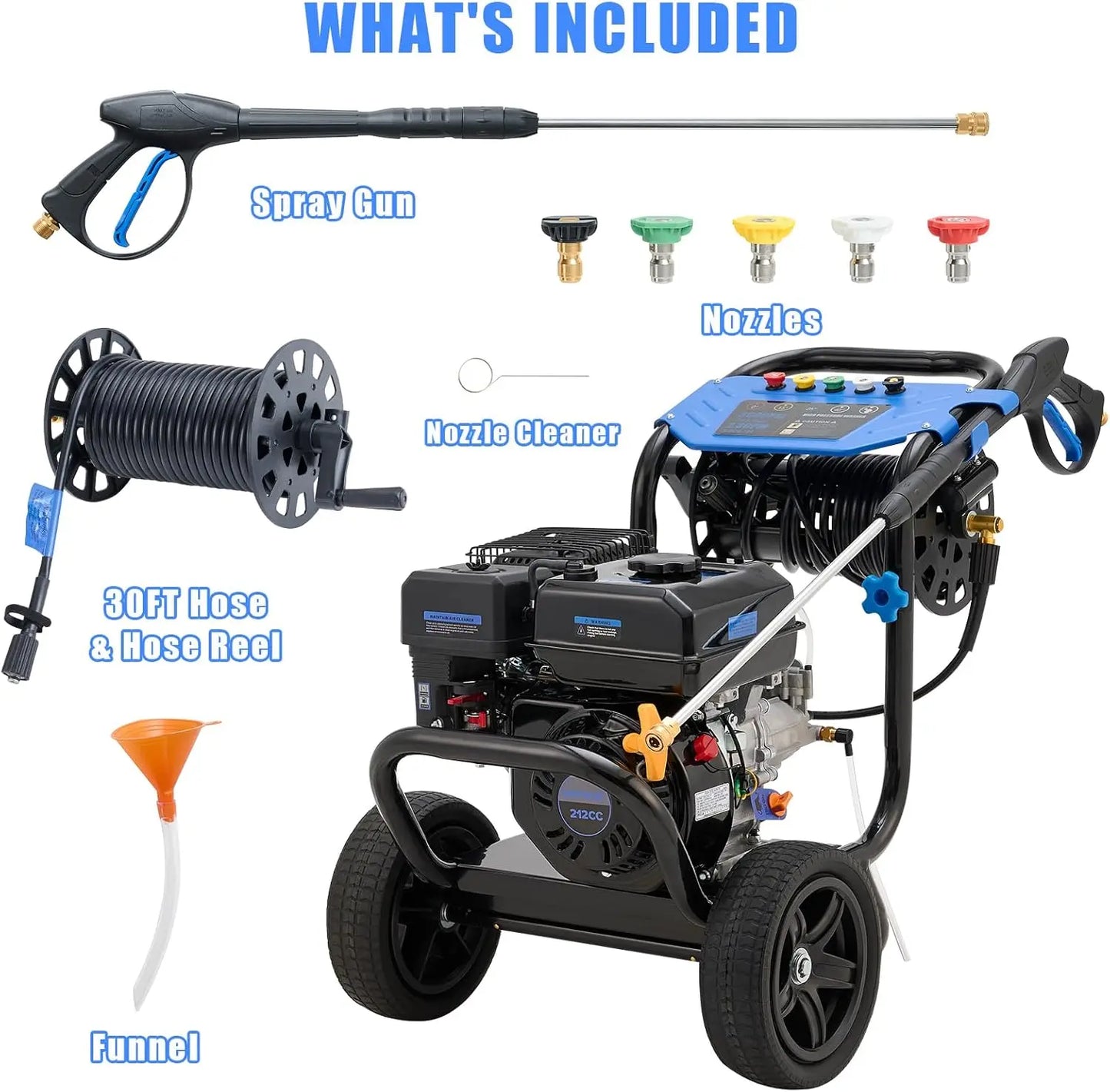 Efurden 3600 PSI gasoline-powered high-pressure washer, suitable for garden cleaning.